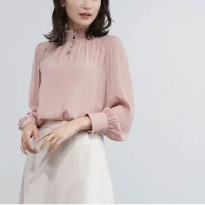 NATURAL BEAUTY BASIC カッセンシャーリングネックブラウス M