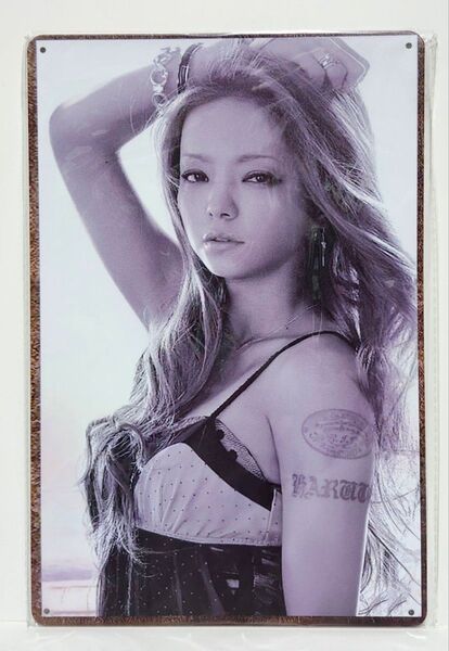 安室奈美恵 ブリキ看板 モノトーン仕様 ミュージシャン 未開封 レア品