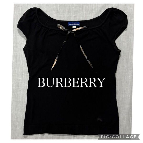 BURBERRY バーバリーブルーレーベル リボン綿ニット 三陽商会 カットソー ブラック