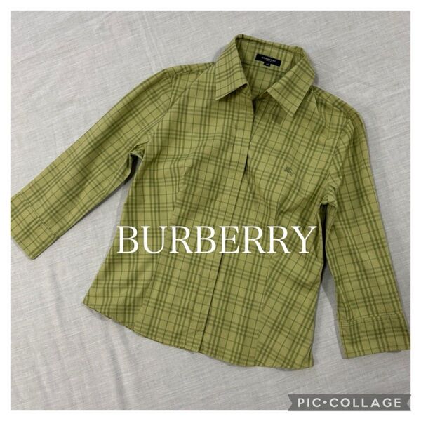 美品BURBERRY バーバリー ノバチェック 七分袖ブラウス 40 L
