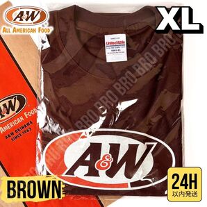 新品 正規品 A&W ロゴ Tシャツ ブラウン XL エンダー 沖縄 クルーネック 半袖 トラッカー 山田レン LEX 芸能人