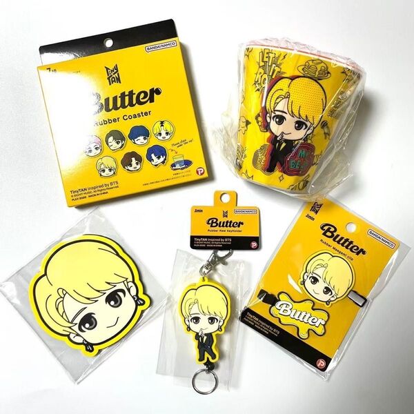 BTS タイニータン メラミンカップ キーホルダー ラバーコースター 前髪クリップ 4点セット ジミン JIMIN コンプリート