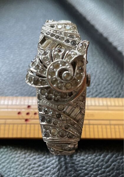 ラインストーン装飾 手巻き 腕時計 不動 アンティーク NASTRIX 17jewels Swiss made