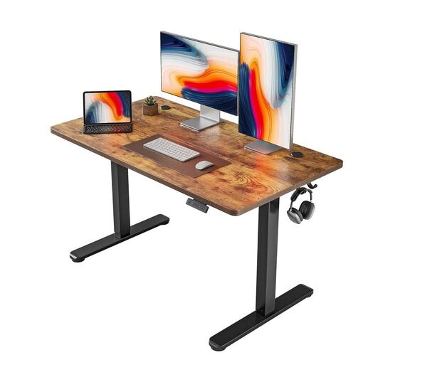 電動 昇降式デスク スタンディングデスク 幅120cm 奥行60cm 高さ72-118cm ブラックフレーム/ブラウン天板