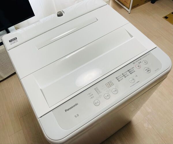 2 外観美品 高年式 NA-F5B1 5kg パナソニック 全自動電気洗濯機 Fシリーズ ライトグレー 槽乾燥