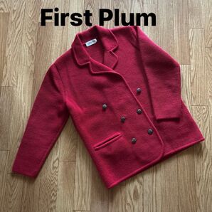 First Plum ニットダブルテーラードブレストジャケット レッド M