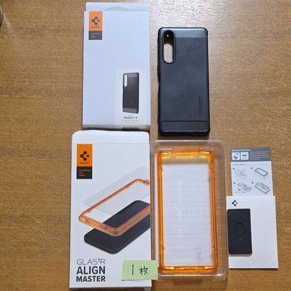 spigen Xperia 1v ケース ガラスフィルム セット