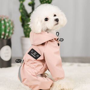 犬猫用レインコート ピンク M