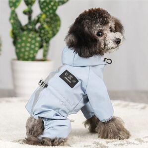犬猫用レインコート ブルー M