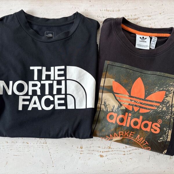 2枚!中学生小学生!ノースフェイス アディダス 半袖TシャツM 普段通学 THE NORTH FACE adidas