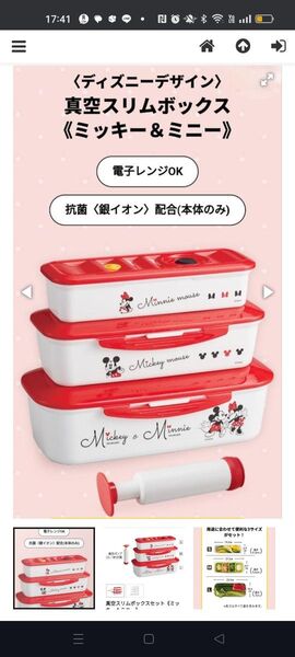 真空スリムボックス ミッキー&ミニー 3個セット アサヒ軽金属