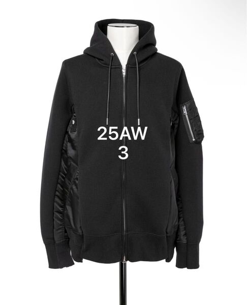 最終価格 sacai 25AW Sponge Sweat x Nylon Twill Hoodie 4 パーカー
