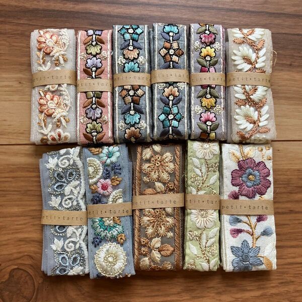 O インド刺繍リボン 50㎝ 細身セット ハンドメイド