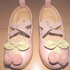 15センチ こども 子ども 子供 パンプス シューズ 靴 ピンク サクランボ さくらんぼ mamaraku バースデイ 発表会