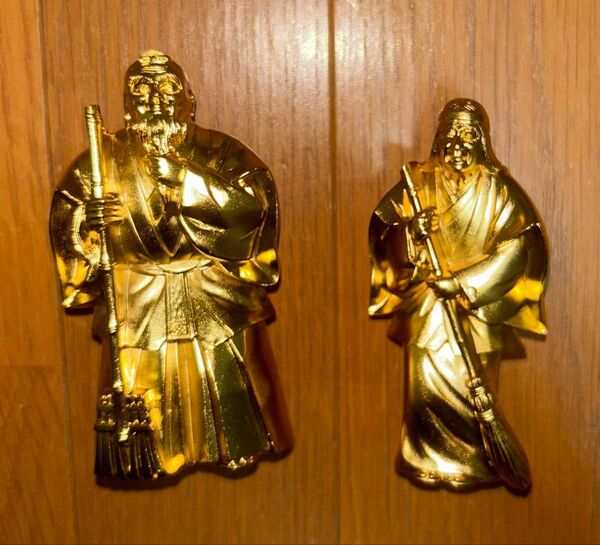 吉祥 高砂 人形 合金 鋳物 24KGP 工芸品 縁起物 置物 オブジェ インテリア 箱なし まとめ まとめ売り 『AAA179』