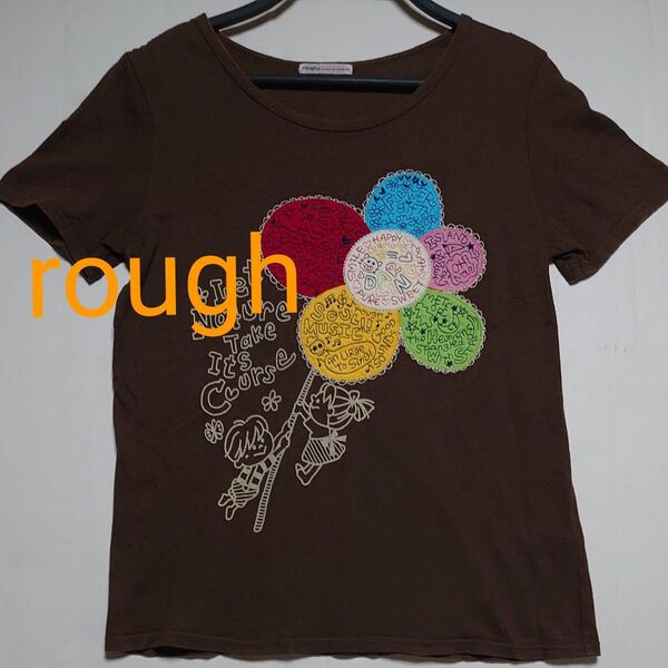 rough お花パッチワーク刺繍 半袖Tシャツ