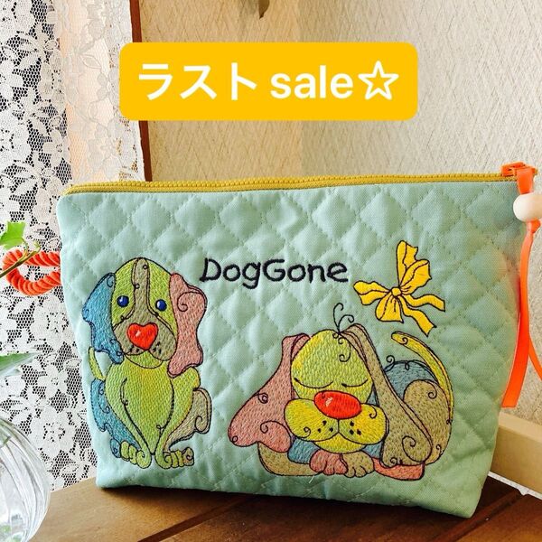 ロラライハリス刺繍★カラフルポーチ オックスキルティング ハンドメイド