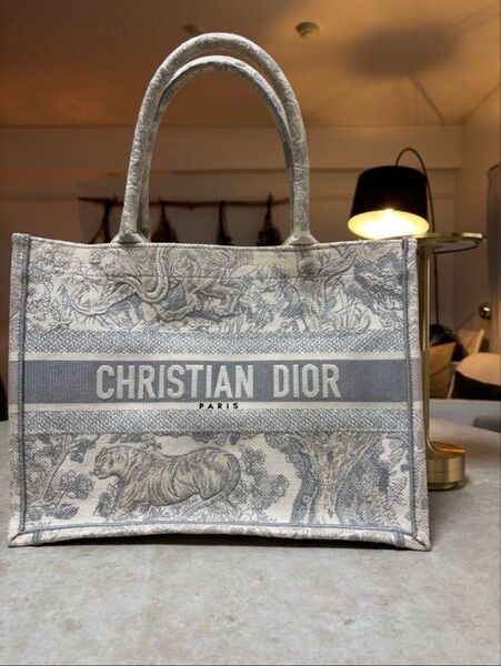 【定価44.5万】DIOR ブックトート トワル ドゥ ジュイ エンブロイダリー ミディアム グレー