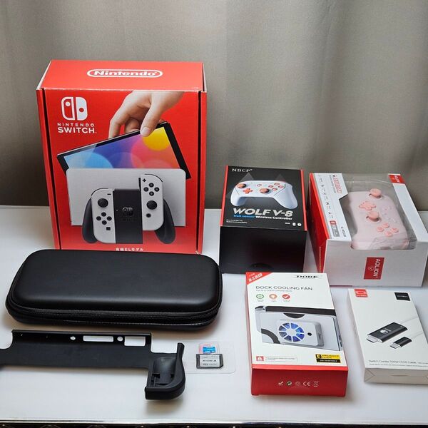 中古 Nintendo Switch 有機ELモデル ホワイト SDカード 256GB 他 周辺機器 多数 付