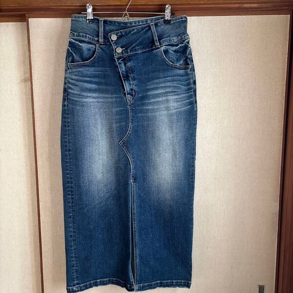 AZUL BY MOUSSY デニム ロングスカート タイトスカート スリット ボタン