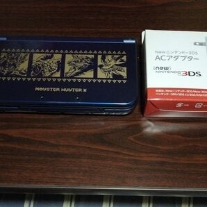 超美品 Newニンテンドー3DS LL モンスターハンターX 本体 ACアダプター付き、モンスターハンターXX付き値引き不可!!