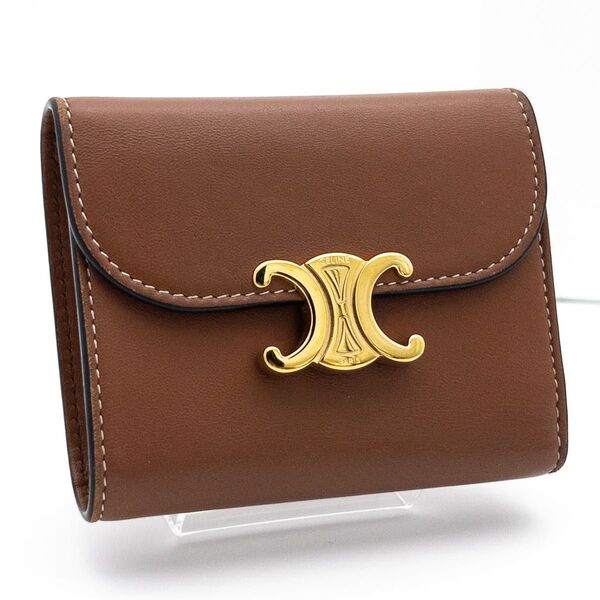【超極美品】CELINE 三つ折り財布 トリオンフ 茶色