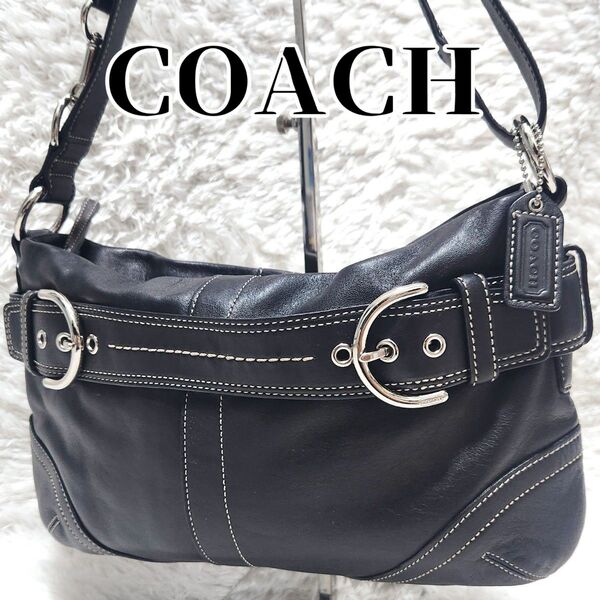 【美品】COACH 2way レザー ショルダーバッグ ソーホー ブラック コーチ ワンショルダーバッグ ハンドバッグ 肩掛け