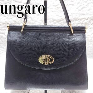 emanuel ungaro ウンガロ フォーマル ハンドバッグ レザー 黒 ブラック
