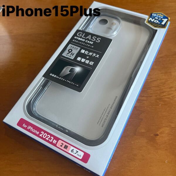 iPhone15Plus ケース ガラス 硬度9H ハイブリッド素材 カバー 強化ガラス