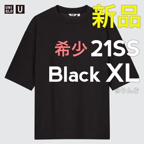 希少旧型【新品】ユニクロユー U エアリズムコットンオーバーサイズTシャツ ブラック 黒 XL クルーT ルメール21SS