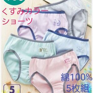 ガールズ ジュニア 女の子 くすみカラー ショーツ 5枚組 綿100% 165㌢