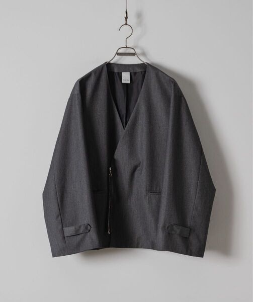 Collarless zip tailored jacket テーラードジャケット ノーカラー