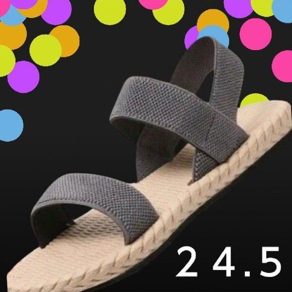 サンダル 24.5 レディース ぺたんこ フラット 歩きやすい ローヒール 滑り止め ウェッジソール アンクルストラップ