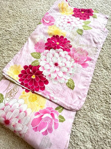 レディース浴衣 単品 花柄 ピンク