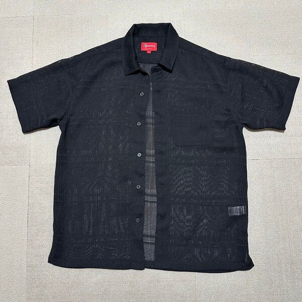 Supreme Mesh Stripe S/S Shirt Black シュプリーム メッシュ ストライプ シャツ 黒 窪塚洋介