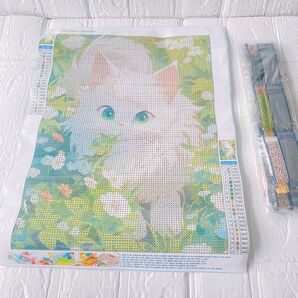ダイヤモンドアート キット 可愛い 猫 花 ビーズアート 手芸キット 丸型