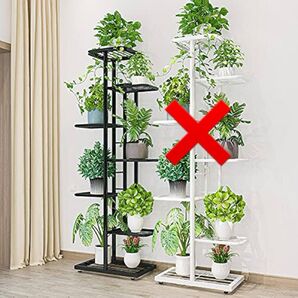 7段メタルプラントスタンド 屋内/屋外植木鉢ディスプランターシェルフ用 ブラック