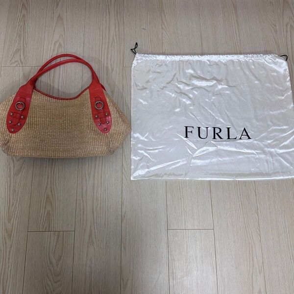 FURLA フルラ カゴバッグ トートバッグ ストロー 編み込み 大容量