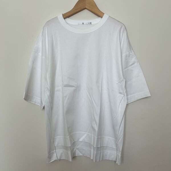 未使用 UNIQLO ユニクロ プラスJスピーマコットンオーバーサイズTシャツ 無地 半袖 クルーネック ビッグシルエット