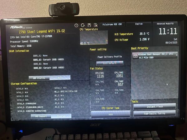 自作PC i7 13700k ddr5 32gb RTX3060 8gb