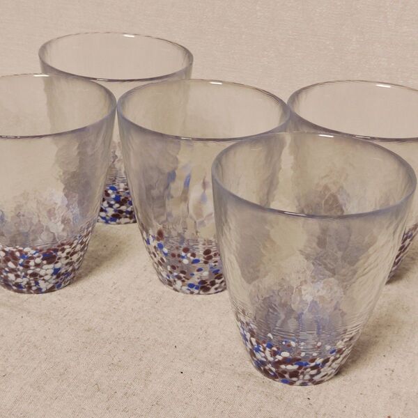 津軽びいどろ グラス 紫 5個セット 冷茶グラス そば猪口 酒器 フリーグラス ブランド食器