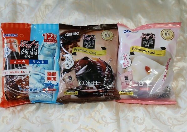 オリヒロ ぷるんと蒟蒻ゼリー コーラ+ラムネ・コーヒー・杏仁