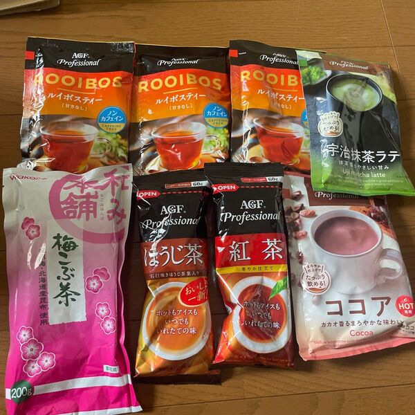 agf professionalルイボスティー 梅こぶ茶 ほうじ茶 紅茶 ココア 宇治抹茶ラテ
