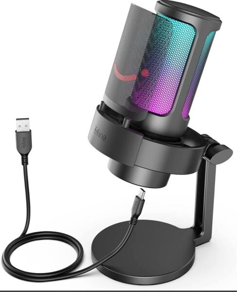 FIFINE AmpliGame A8 ゲーミングコンデンサーマイク マイクスタンド付き RGB LEDライト【新品】