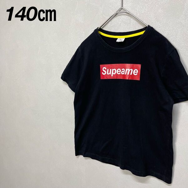 韓国子供服 ボックスロゴ 半袖Tシャツ 140 黒