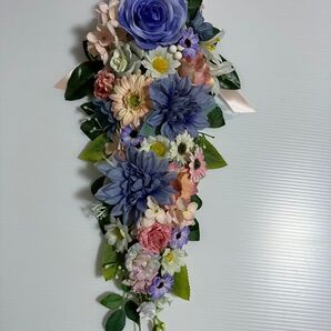 Blue Purple Rose &ダリア♪スワッグ【壁掛け】