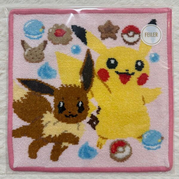 新品 FEILER フェイラー タオルハンカチ ポケモン コラボ ピカチュウ イーブイ ピンク シュニール織