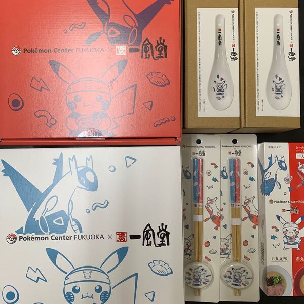 福岡 ポケモンセンター 一風堂 コラボ ラティアス ラティオス 有田焼 どんぶり紅白 レンゲ 箸 乾麺 ラーメン
