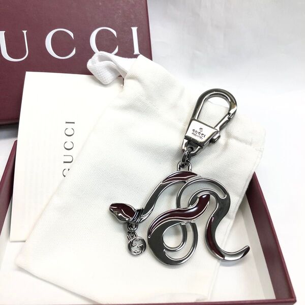 現行品 希少 美品 GUCCI インターロッキングG スネーク キーチェーン 開運