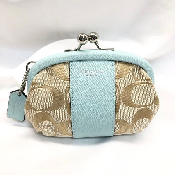 極美品 COACH コーチ がま口 小銭入れ コインケース シグネチャー